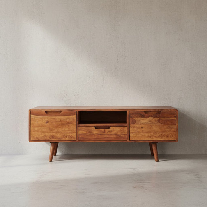 Massives Lowboard im Landhausstil_ Fernsehkonsole mit Stauraum_ Handgefertigt - KADIMA DESIGN_Größe_ 135x45x51 cm_