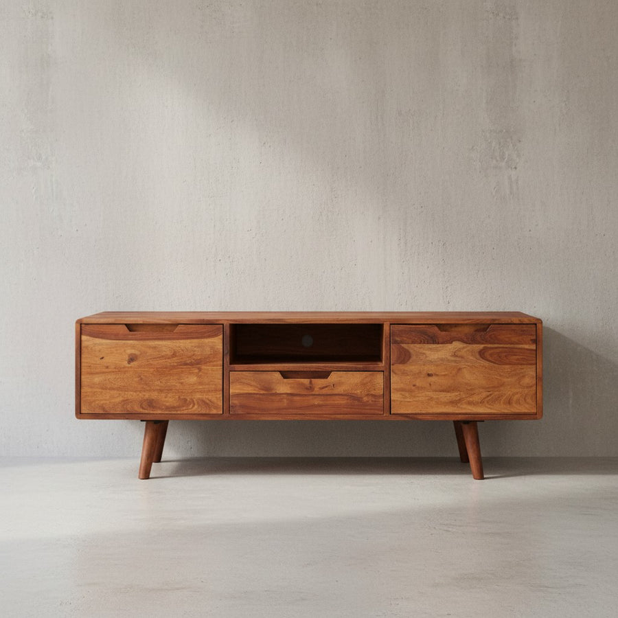 Massives Lowboard im Landhausstil_ Fernsehkonsole mit Stauraum_ Handgefertigt - KADIMA DESIGN_Größe_ 135x45x51 cm_