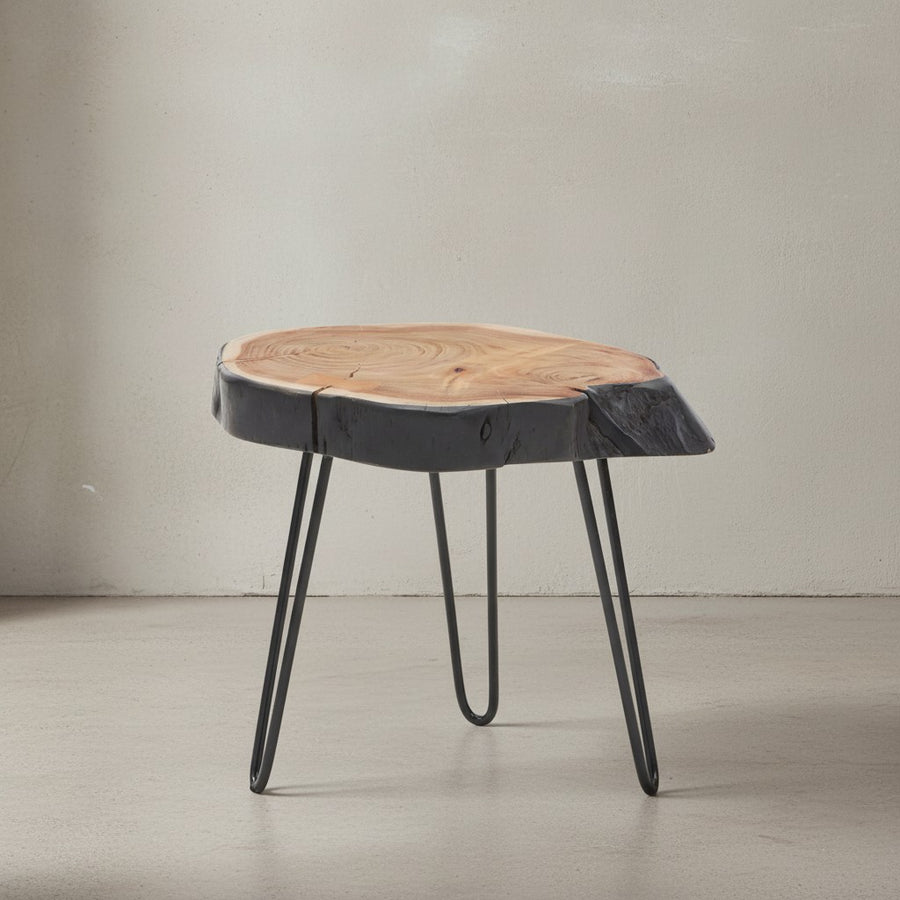 Massivholz Beistelltisch_ Industrial-Stil_ Handgefertigt_ Baumkante Design - KADIMA DESIGN_Größe_ 40x32x40 cm_