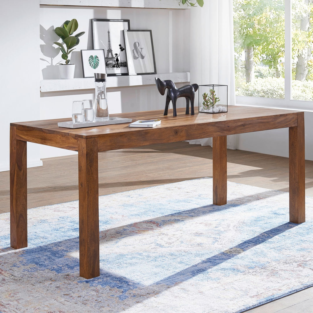 Eleganter Holztisch aus Sheesham Massiv - 160 cm Länge - handgefertigt mit Naturmaserung für Esszimmer von Kadima Design_