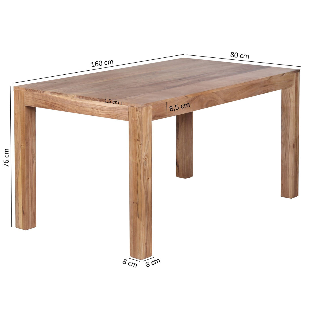 Rechteckiger Esszimmertisch Akazie hell - 160 cm breit - natürliche Holzstruktur von Kadima Design_