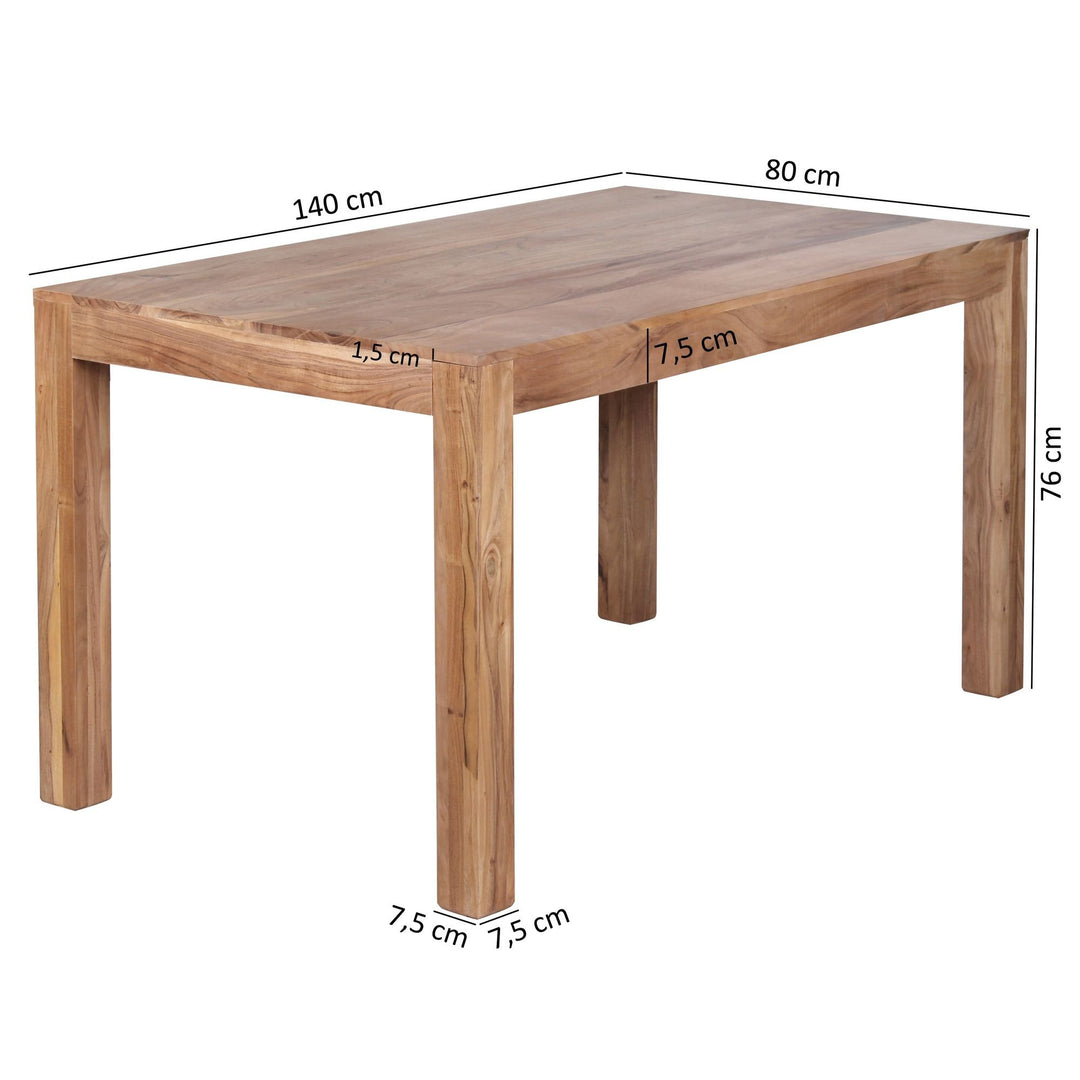 Zeitloser Holztisch aus Akazie - 140 cm Länge - helle Naturoptik von Kadima Design_