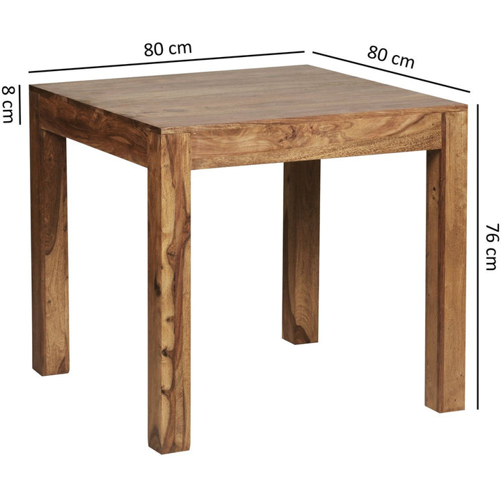 Sheesham Esstisch 80x80 cm - quadratischer Massivholz Tisch dunkel - kompakte Form von Kadima Design_