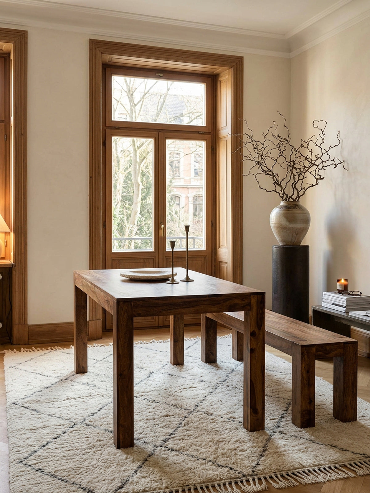 Sheesham Esstisch 120x60 cm - kompakter Massivholz Tisch dunkel - platzsparend von Kadima Design_