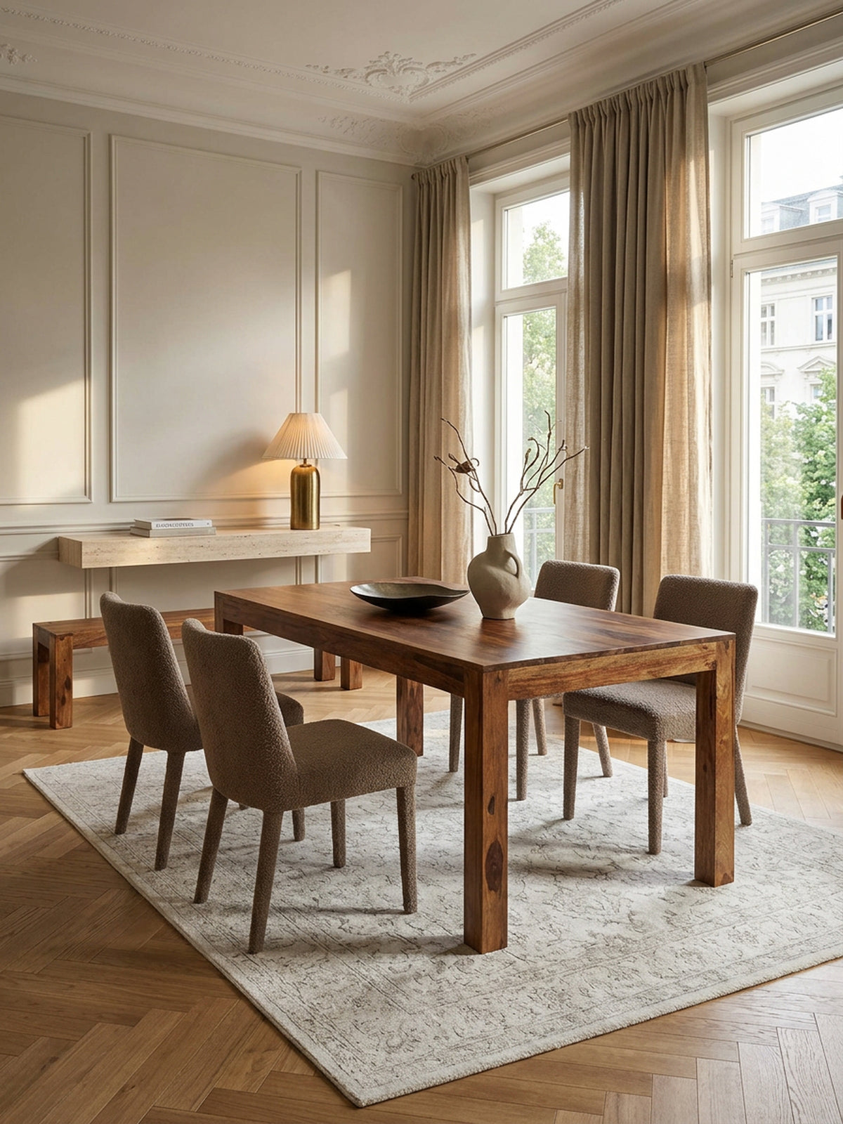 Sheesham Esstisch 160x80 cm - rechteckiger Massivholz Tisch in Dunkelbraun - 8x8 cm Tischbeine - klarlackversiegelt von Kadima Design_