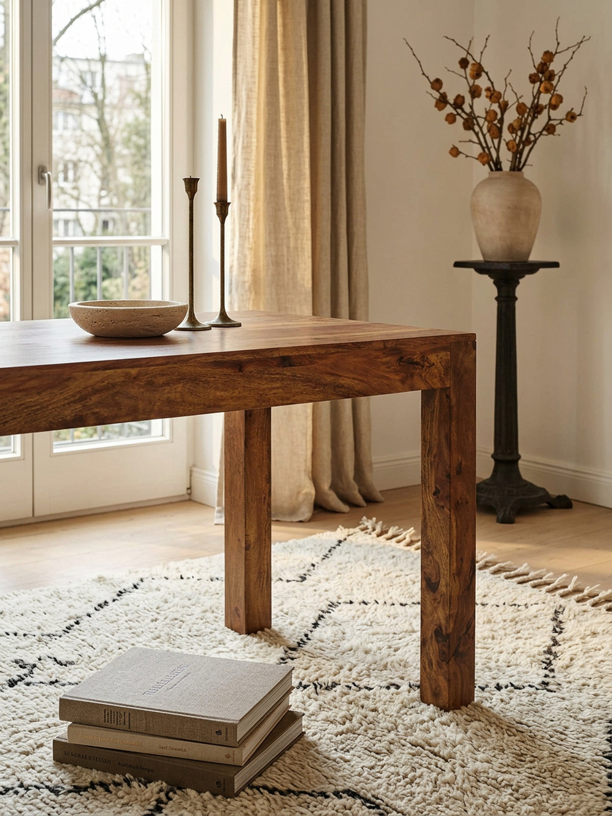 Sheesham Esstisch 120x60 cm - kompakter Massivholz Tisch dunkel - platzsparend von Kadima Design_