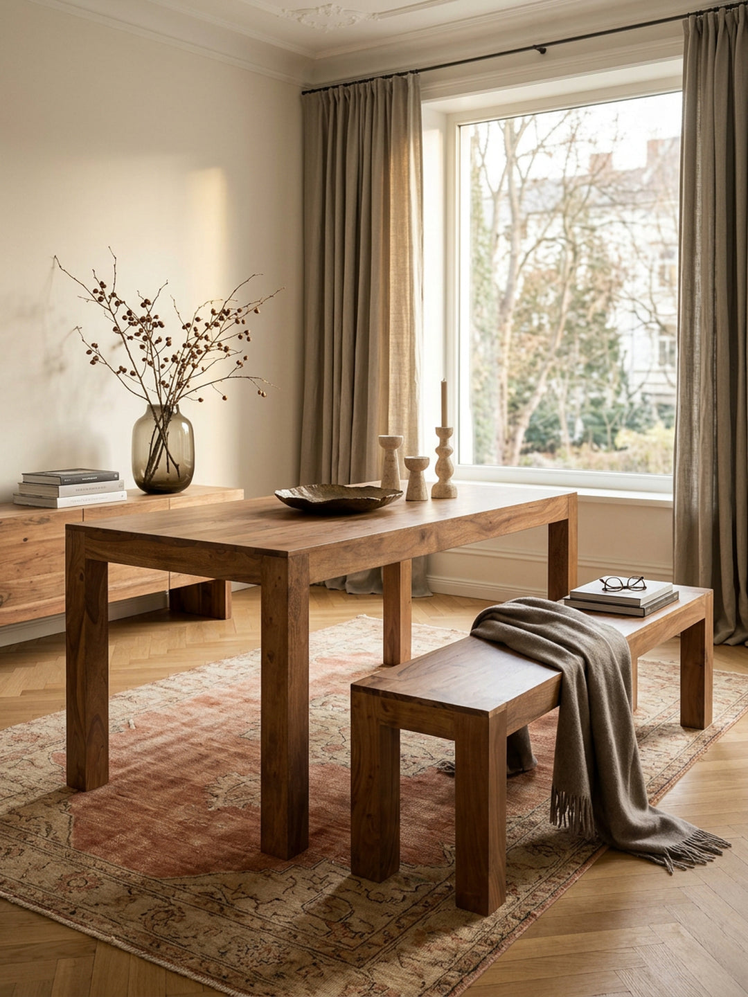 Esstisch Akazie Massivholz braun 120x60x76 cm Wohnidee Esszimmer Einrichtungsidee stilvoll kombinieren Design Möbel Inspiration Wohnen Interior Zuhause Wohnzimmer modern hochwertig elegant_