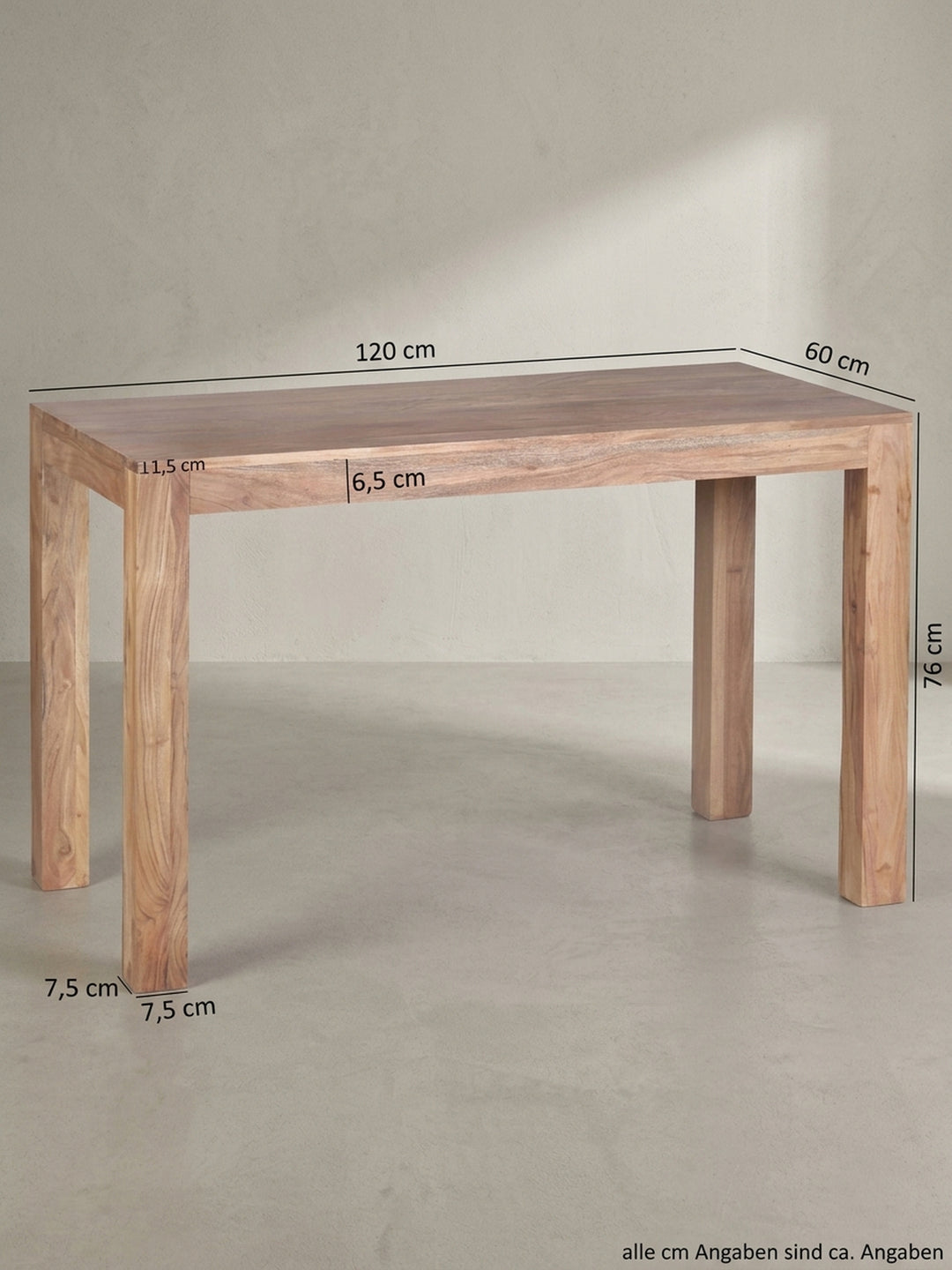 Esstisch Akazie Massivholz braun Design modern 120x60x76 cm Möbel Einrichtung Esszimmer stilvoll zeitgenössisch elegant Wohnen Interior Zuhause Wohnzimmer hochwertig Premium robust langlebig_