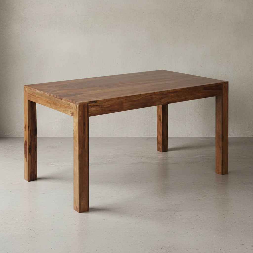 Sheesham Esstisch 160x80 cm - rechteckiger Massivholz Tisch in Dunkelbraun - 8x8 cm Tischbeine - klarlackversiegelt von Kadima Design_