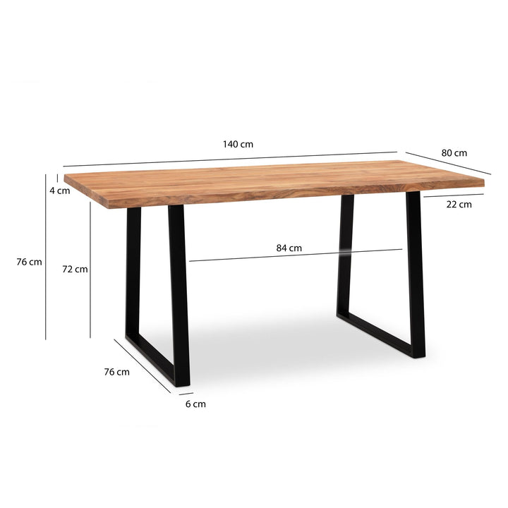 Industrial Esszimmertisch 140x80 cm - Baumkante - ideal für mittelgroße Räume von Kadima Design_