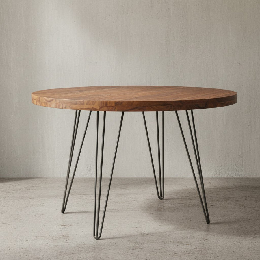 Massivholz Esszimmertisch im Landhaus Look_ 120 cm Durchmesser_ runde Form - KADIMA DESIGN_Größe_ 120x73x78 cm_