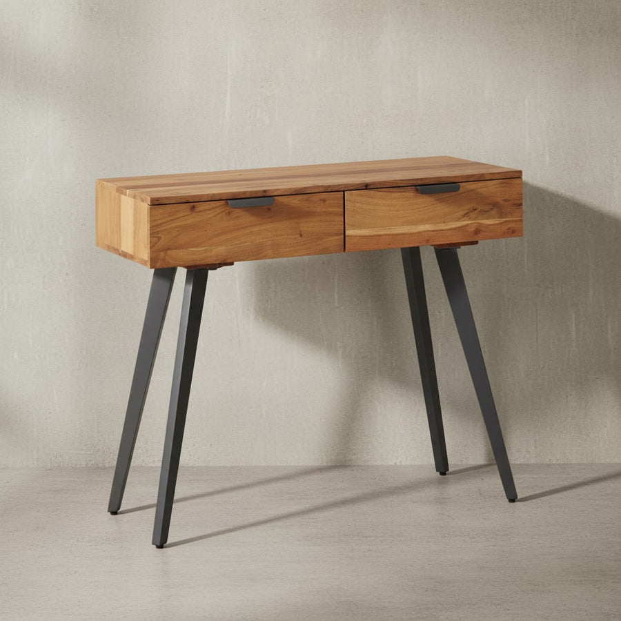 Massivholz Konsolentisch mit Metallbeinen_ Stilvolles Unikat für Zuhause - KADIMA DESIGN_Größe_ 90x36x78 cm_