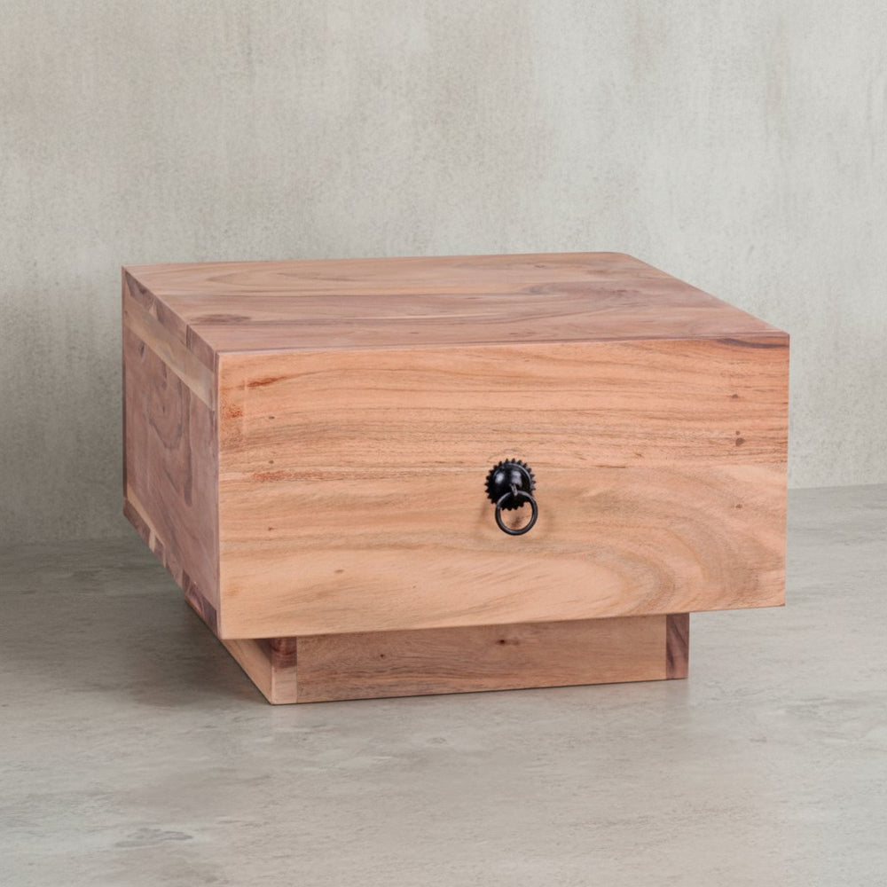 Massivholz Nachttisch NAKO_ Landhausstil_ Schublade_ 40x25x40 cm_ handgefertigt - KADIMA DESIGN_Farbe_ Beige_ Größe_ 40x40x25 cm_