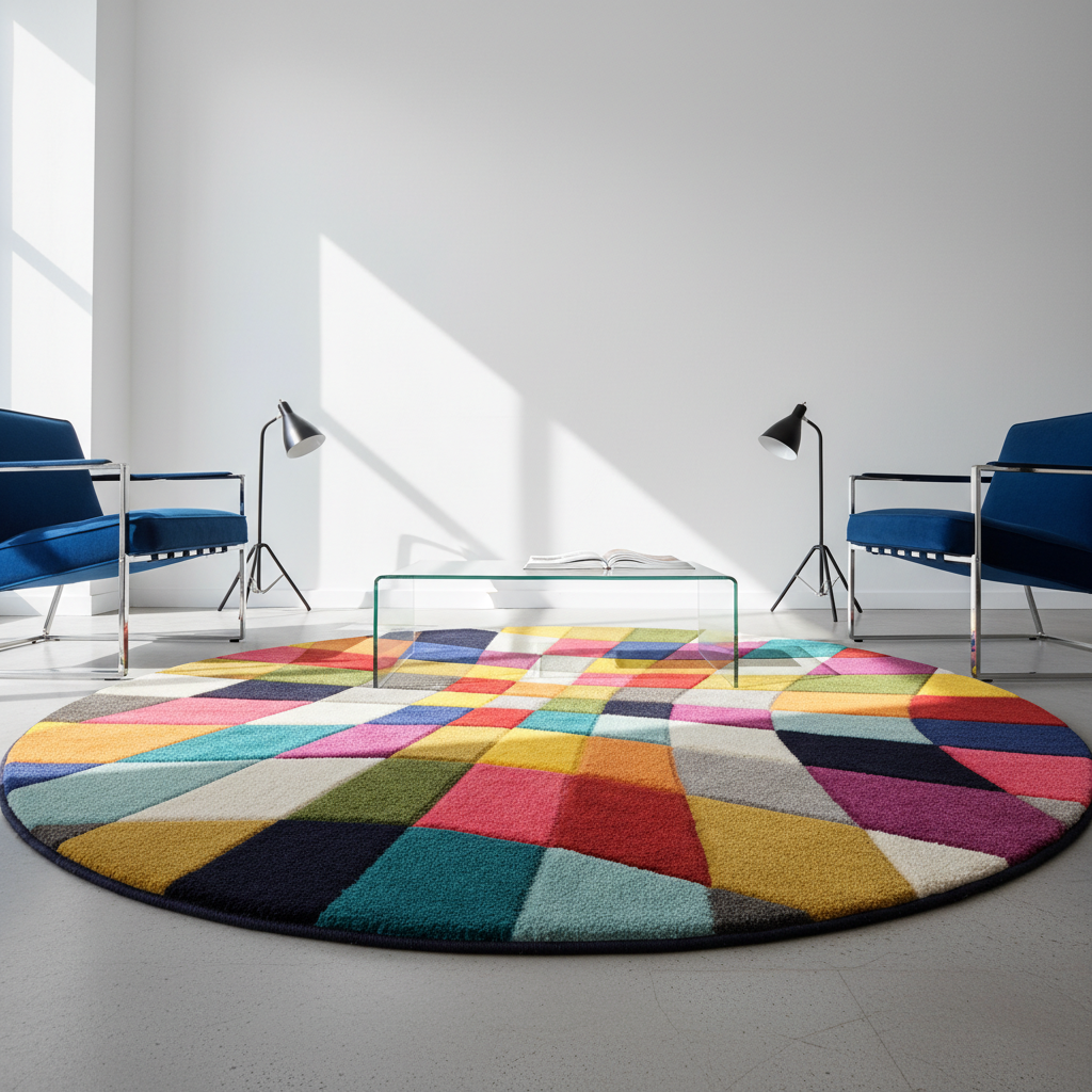 Teppich Geometrisch-Design - hochdicht - mit Jute-Rücken MEON KARL Rund