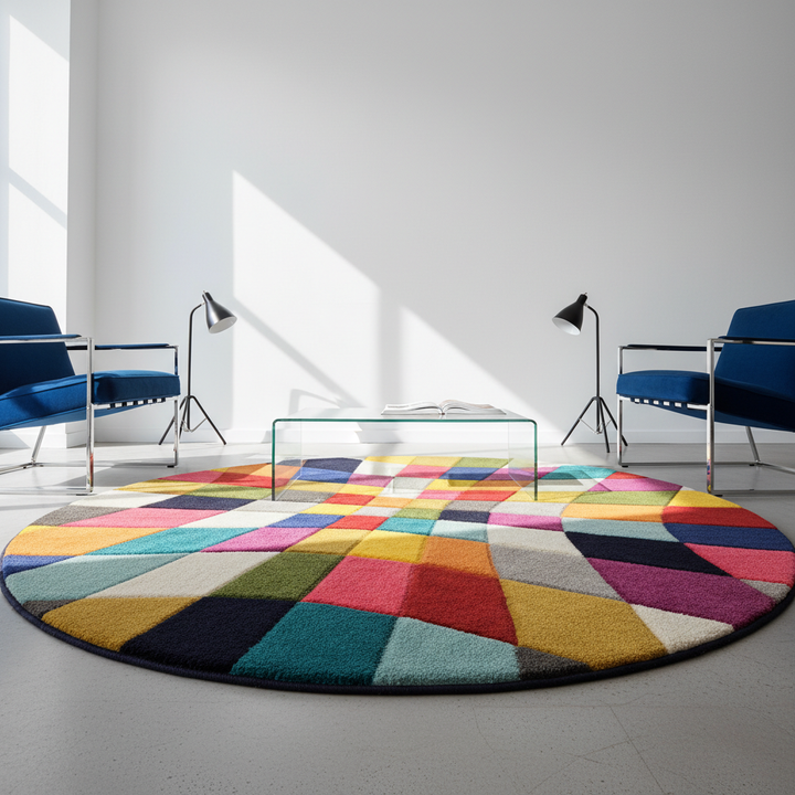 Teppich Geometrisch-Design - hochdicht - mit Jute-Rücken MEON KARL_Rund_