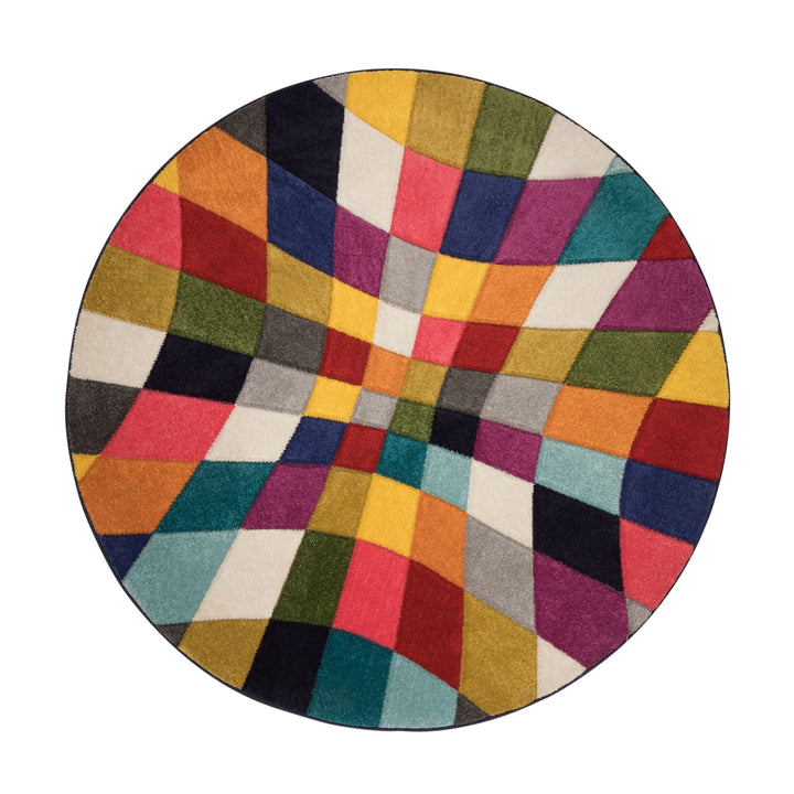 Teppich Geometrisch-Design - hochdicht - mit Jute-Rücken MEON KARL_Rund_