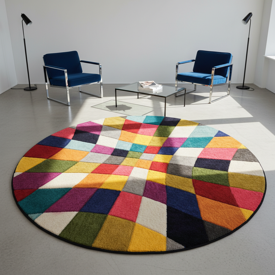 Teppich Geometrisch-Design - hochdicht - mit Jute-Rücken MEON KARL_Rund_