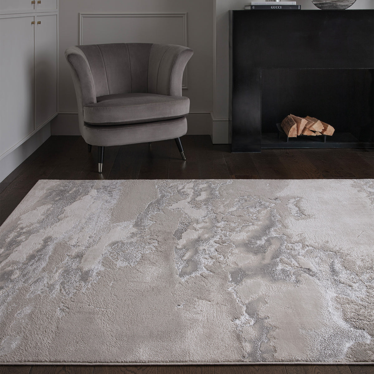Designerteppich 1300g/qm Flordichte - modernes Wolkendesign - perfekt für Schlafzimmer - Kadima Design