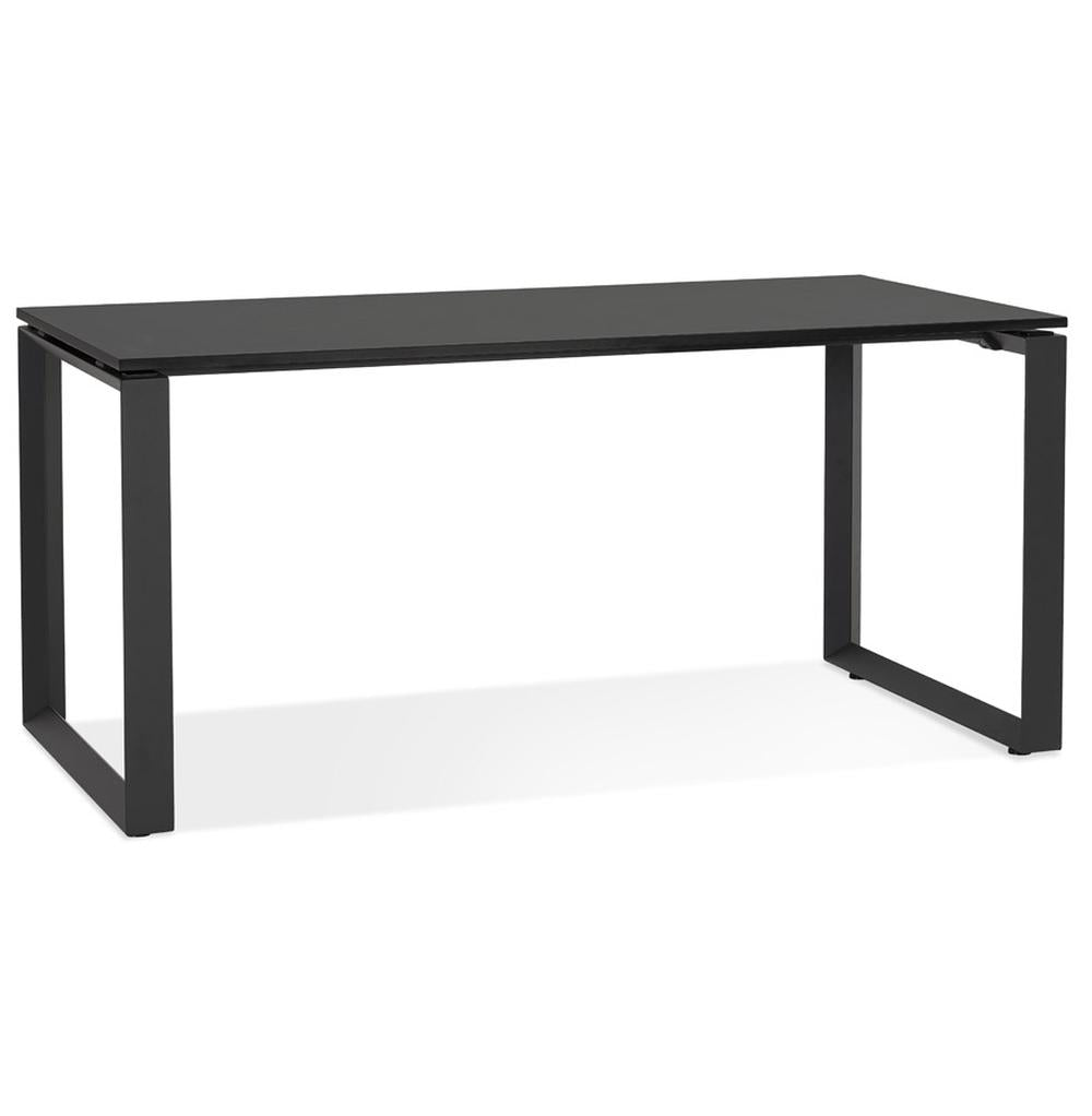 XERAL Schreibtisch - 160x80 cm - schwarze MDF-Holzplatte mit Metallgestell - elegantes Design für professionelles Büroambiente - Kadima Design_