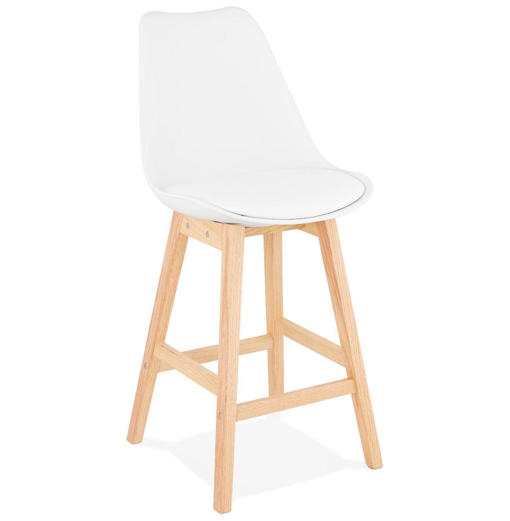 Weißer Barhocker - 65 cm Sitzhöhe - Kunstlederbezug - ergonomische Rückenlehne für Küchentheke - MIRANOX MINI Kollektion_