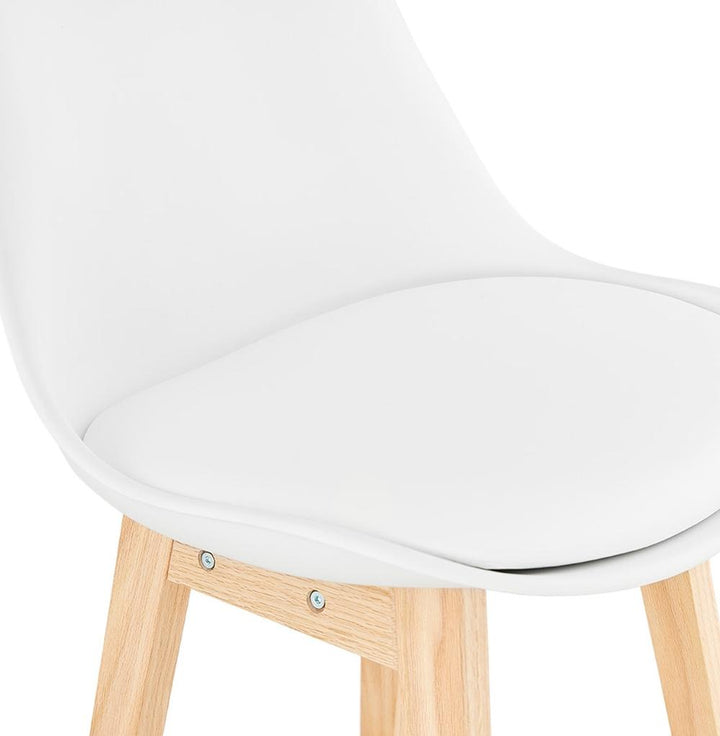 Weißer Barhocker - 65 cm Sitzhöhe - Kunstlederbezug - ergonomische Rückenlehne für Küchentheke - MIRANOX MINI Kollektion_