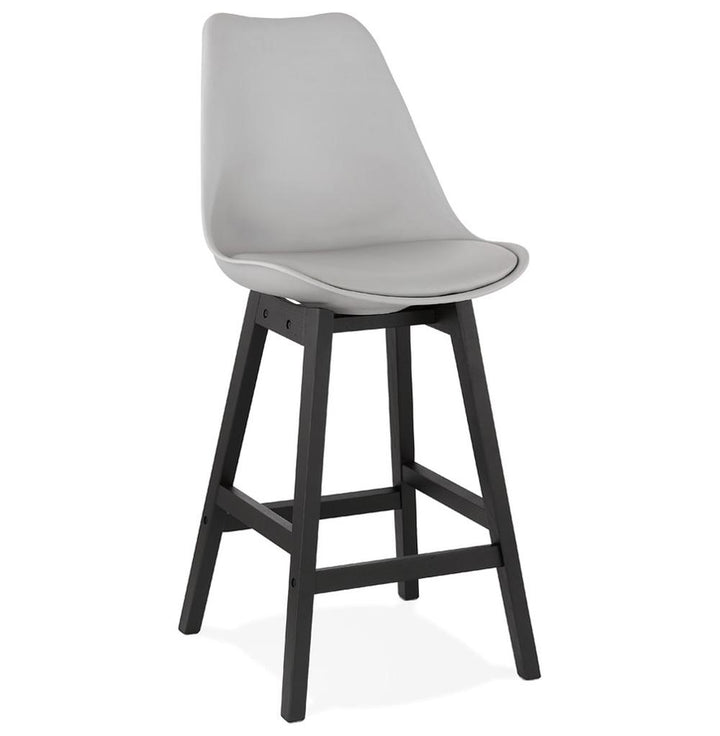 Grauer Tresenstuhl - 65 cm Sitzhöhe - Kunstleder-Sitz - schwarze Holzbeine für zeitloses Design - MIRANOX MINI Reihe_