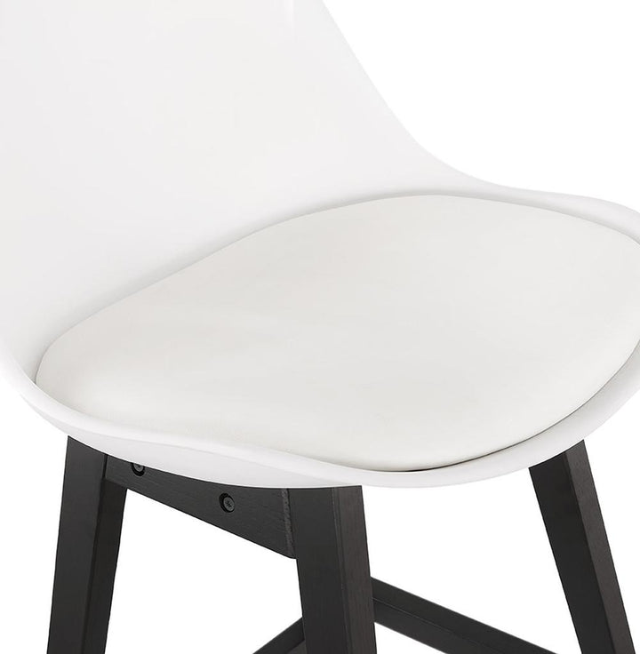 Zweifarbiger Barstuhl - 65 cm hoch - weißer Kunstleder-Sitz - schwarze Holzbeine - MIRANOX MINI Design_