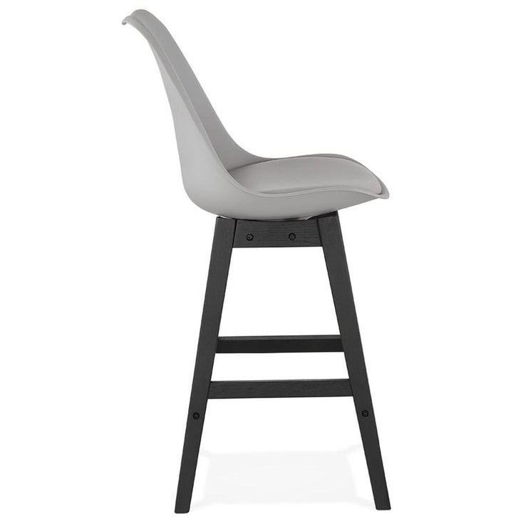 Schwarzes Holzgestell - Robuste Konstruktion - trägt 90 kg - eleganter Kontrast zum grauen Sitz_