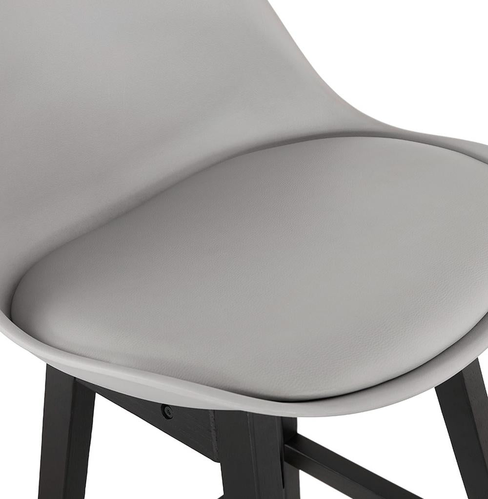 Grauer Tresenstuhl - 65 cm Sitzhöhe - Kunstleder-Sitz - schwarze Holzbeine für zeitloses Design - MIRANOX MINI Reihe_