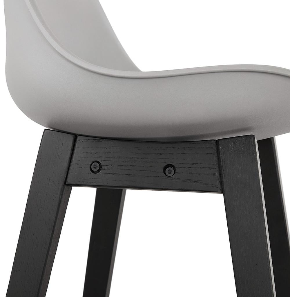 Schwarzes Holzgestell - Robuste Konstruktion - trägt 90 kg - eleganter Kontrast zum grauen Sitz_