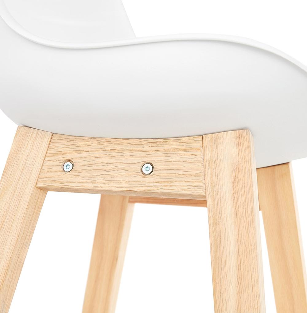 Küchenhocker in Anwendung - An 90 cm Theke - bequeme Sitzhaltung - kontrastreicher Look in hellem Interieur_