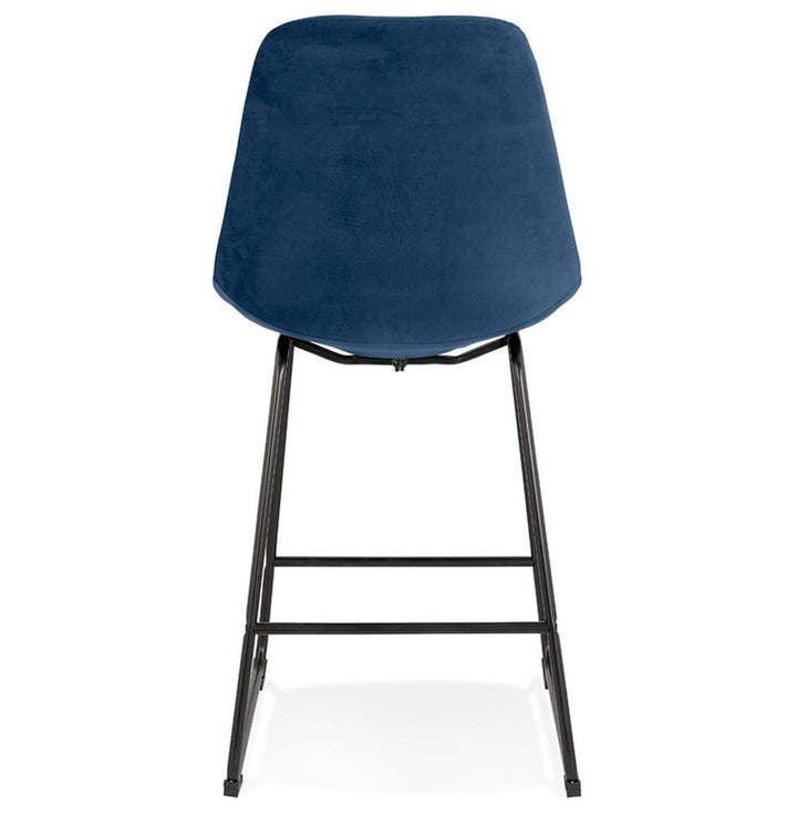 Blauer Designhocker im Einsatz - An 85-95 cm Arbeitstisch - 40 cm Sitztiefe für ergonomisches Sitzen im Homeoffice - MINORO MINI_
