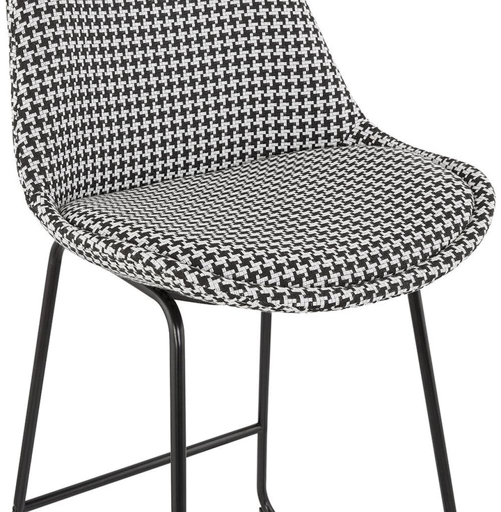 Hahnentritt Barhocker - 67 cm Sitzhöhe - schwarzes Metallgestell - gepolsterte 44x40 cm Sitzfläche - klassisches Muster für Bistro-Ambiente - MINORO MINI_