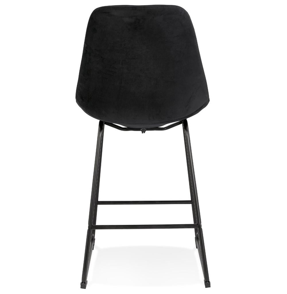All-Black Designhocker - Samtbezug und Metallgestell in Schwarz - zeitloser Look für Bar und Esszimmer - MINORO MINI Kollektion_