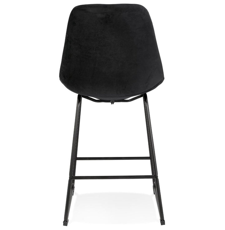 All-Black Designhocker - Samtbezug und Metallgestell in Schwarz - zeitloser Look für Bar und Esszimmer - MINORO MINI Kollektion_
