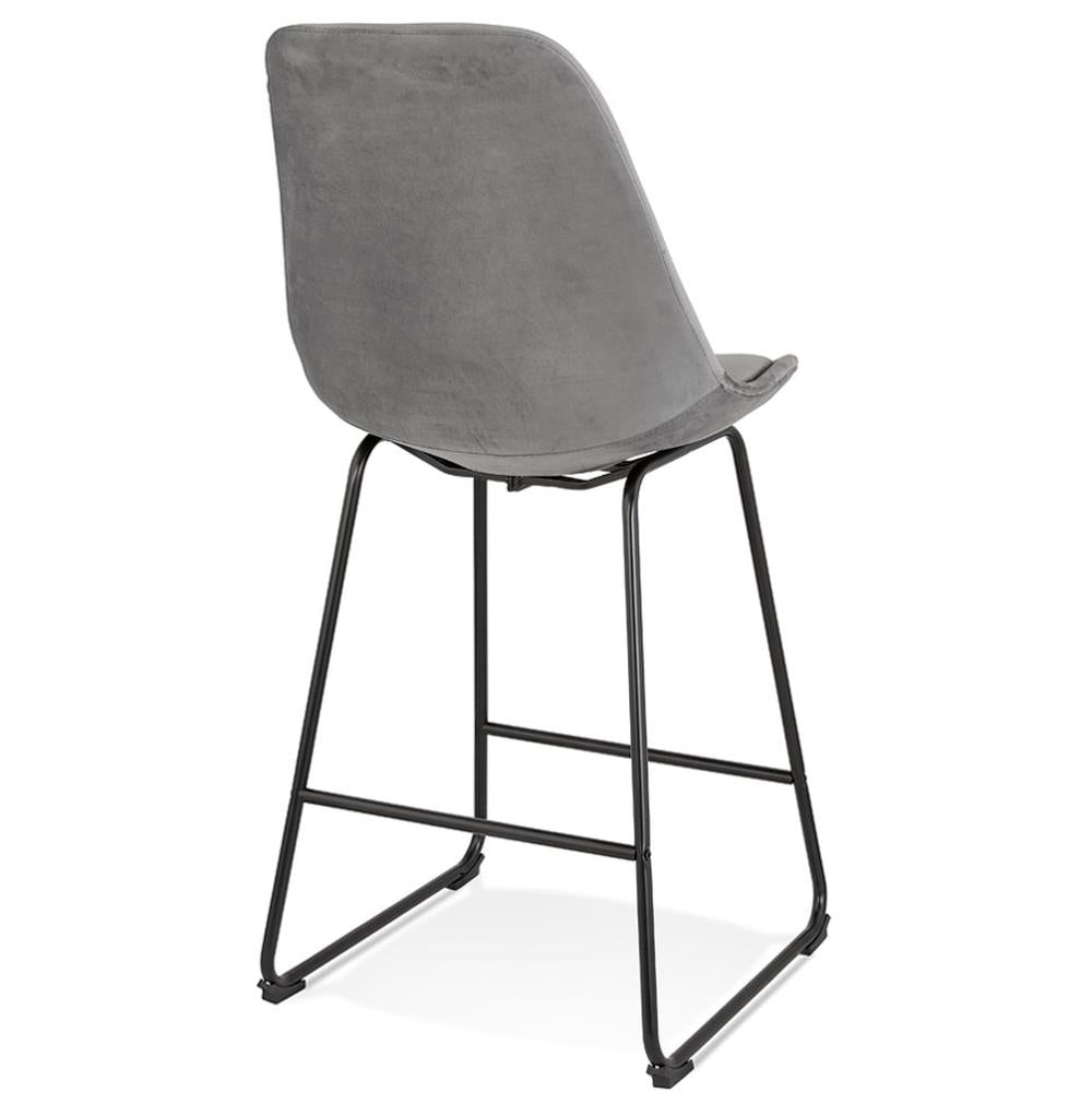 Rückansicht Thekenstuhl - Ergonomisch geformte Rückenlehne - dunkelgrauer Samt - 109 cm Gesamthöhe - perfekt für Kücheninseln - MINORO Serie_