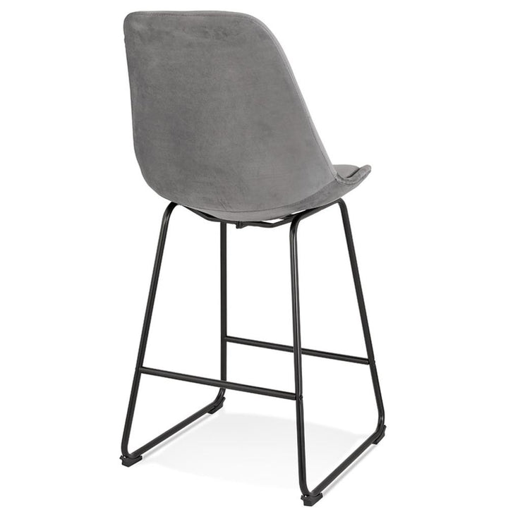 Rückansicht Thekenstuhl - Ergonomisch geformte Rückenlehne - dunkelgrauer Samt - 109 cm Gesamthöhe - perfekt für Kücheninseln - MINORO Serie_