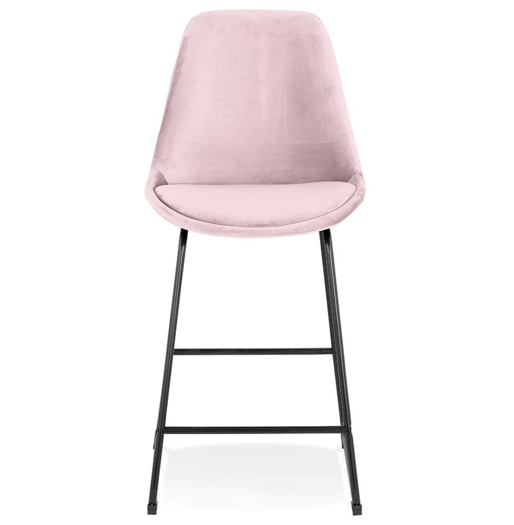 Sitzfläche des Küchenhockers - 44x40 cm rosa Samt - 3 cm Polsterung für Sitzkomfort - sanfter Farbakzent im Raum - MINORO Stuhl_