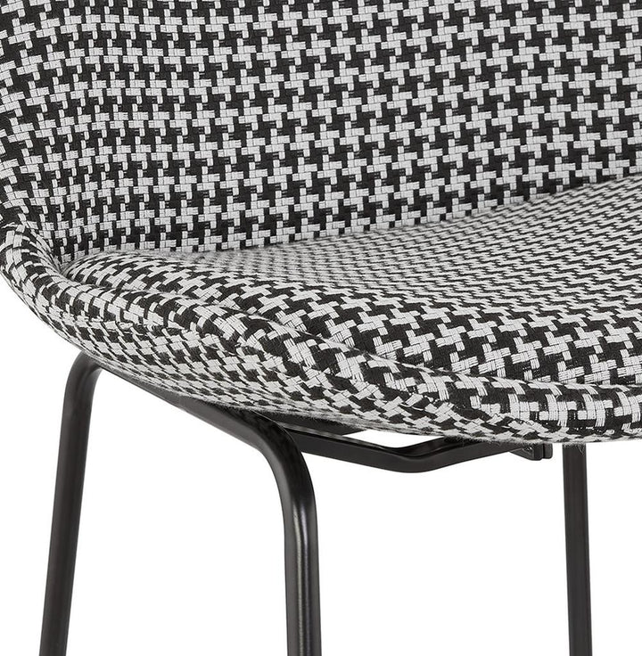 Rückenlehne des Küchenhockers - 40 cm hoch - schwarz-weißer Hahnentritt-Stoff - zeitloses Design für vielseitige Einrichtungen - MINORO Stuhl_