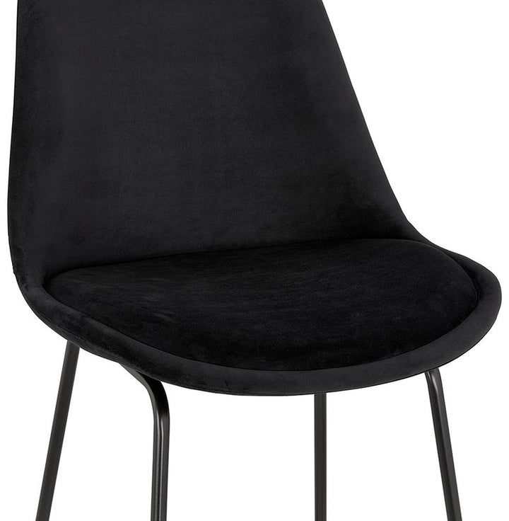 Schwarzer Samtbarhocker - 67 cm Sitzhöhe - Metallgestell - gepolsterte Sitzfläche 44x40 cm - elegant für Hausbar - MINORO MINI_