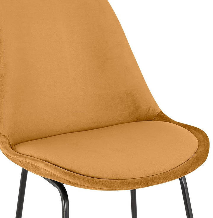 Senfgelber Samtbarhocker - 67 cm Sitzhöhe - schwarzes Metallgestell - gepolsterte 44x40 cm Sitzfläche - Farbakzent für Essbereich - MINORO MINI_