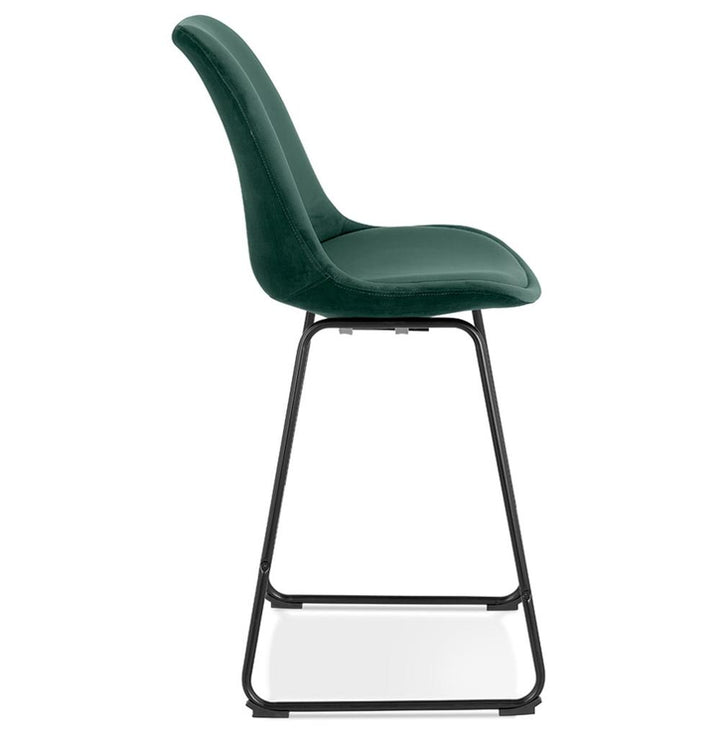 Rückenlehne des Küchenhockers - 40 cm hoch - ergonomisch geformt - grüner Samt auf schwarzem Metall - ideal für Hausbar_