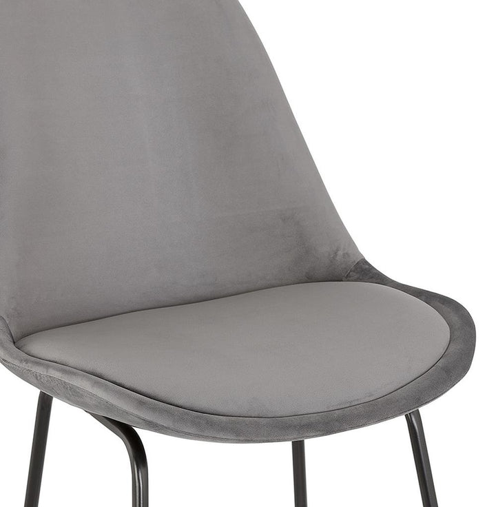 Dunkelgrauer Samtbarhocker - 67 cm hoch - Metallgestell - gepolsterte 40 cm Rückenlehne - ideal für Homeoffice-Arbeitstische - MINORO MINI_