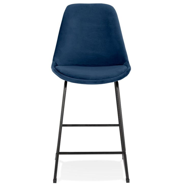 Sitzfläche des Küchenhockers - 44x40 cm blauer Samt - 3 cm Polsterung für Komfort - lebendiger Farbakzent im Raum - MINORO Stuhl_