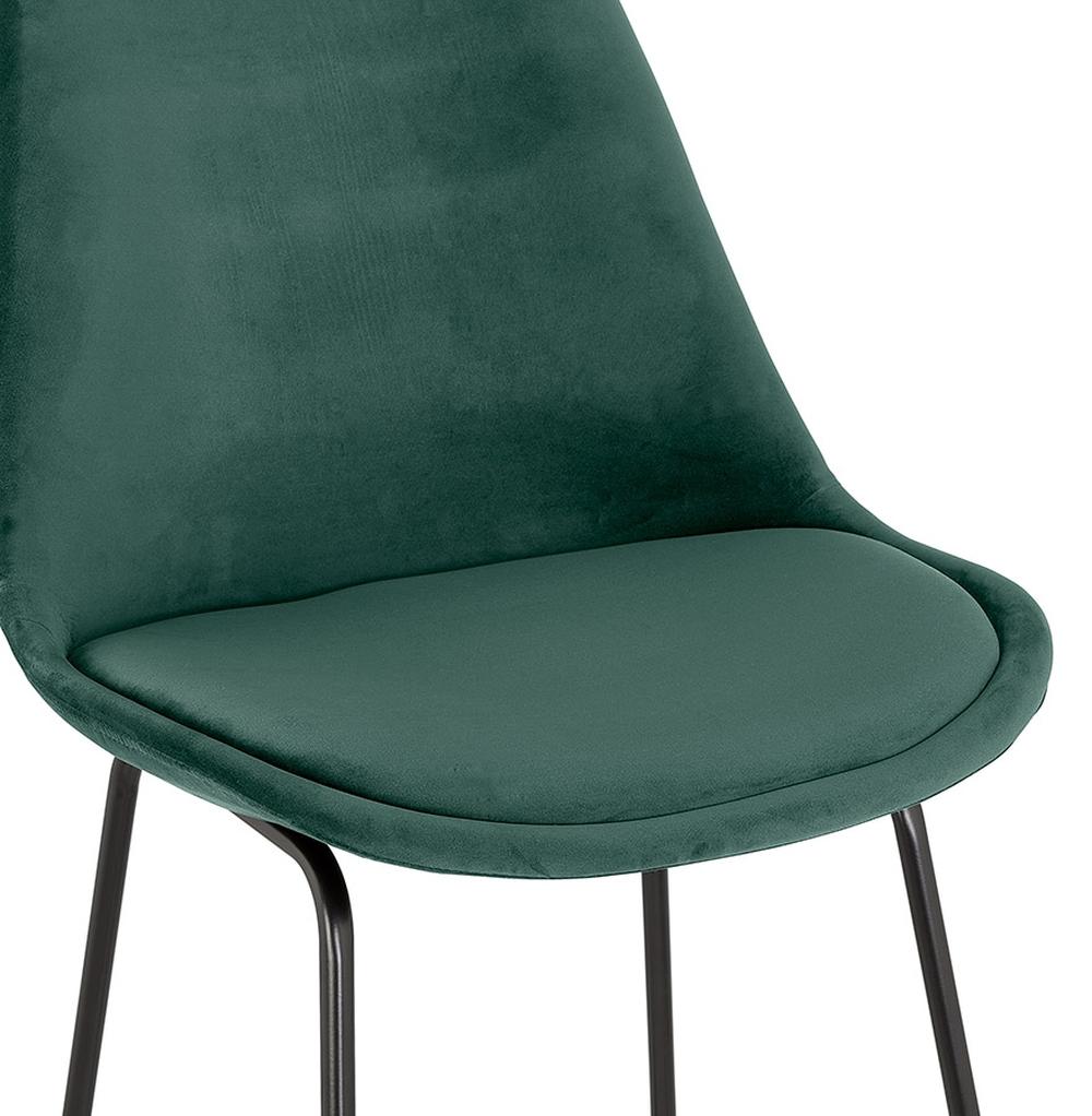 Grüner Samtbarhocker - 67 cm Sitzhöhe - schwarzes Metallgestell - gepolsterte Rückenlehne für Komfort an der Küchentheke - MINORO MINI_