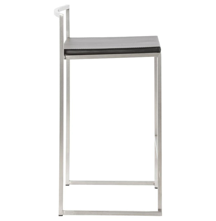 Schwarzer Loft-Hocker - Pulverbeschichtetes Metall - 13 cm Rückenlehnenhöhe - minimalistisches Design - vielseitig einsetzbar - Kadima Design Kollektion._