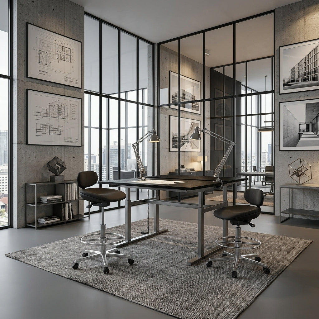 Modena Arbeitsstuhl_ Höhenverstellbare Sitzfläche/Rückenlehne_ PU-Formschaum_ Aluminium-Fußkreuz_ drehbar_ 100.000 Scheuertouren Stoff - KADIMA DESIGN_Größe_ 60x60x114 cm_