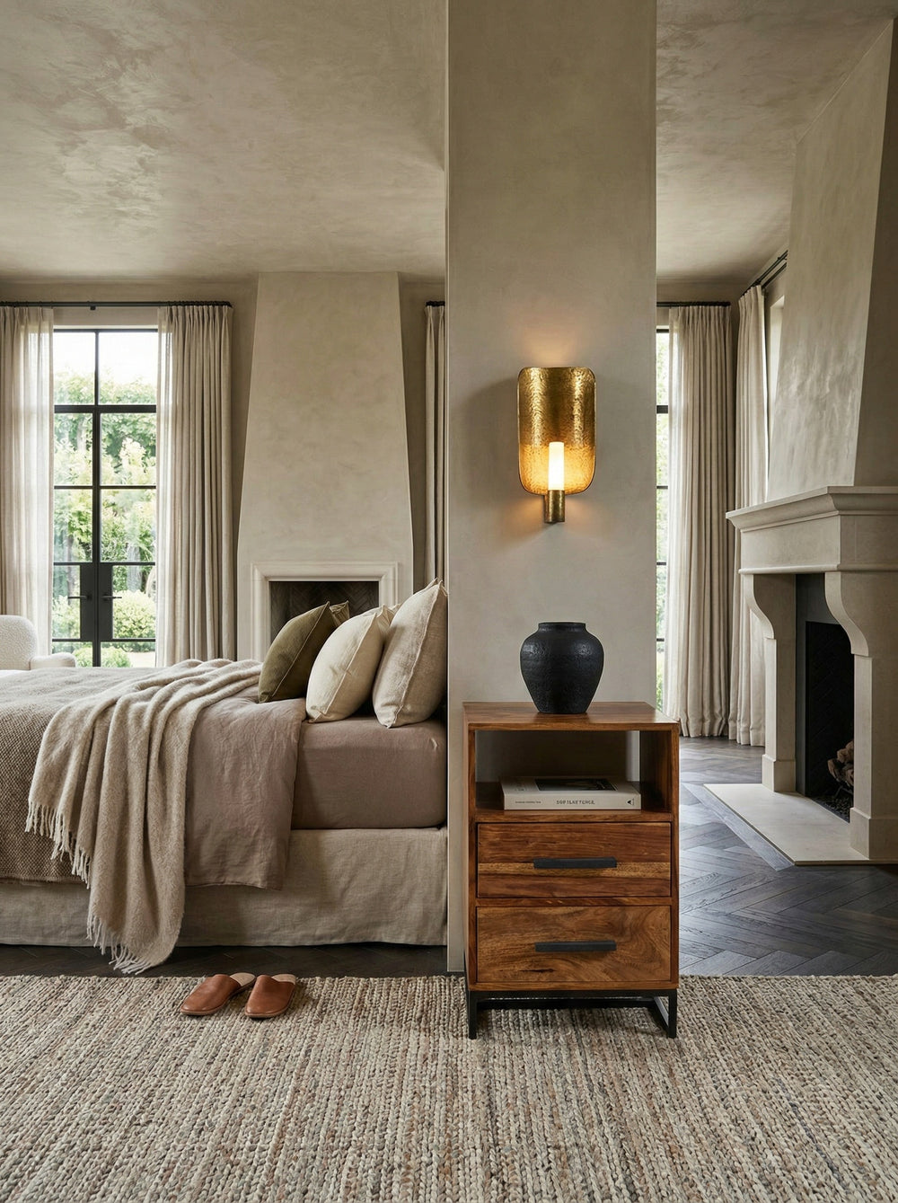 Moderne Nachtkommode im Industrial-Style_ Massivholz- und Metall-Design_ für Boxspringbetten - KADIMA DESIGN_Größe_ 40x35x66 cm_