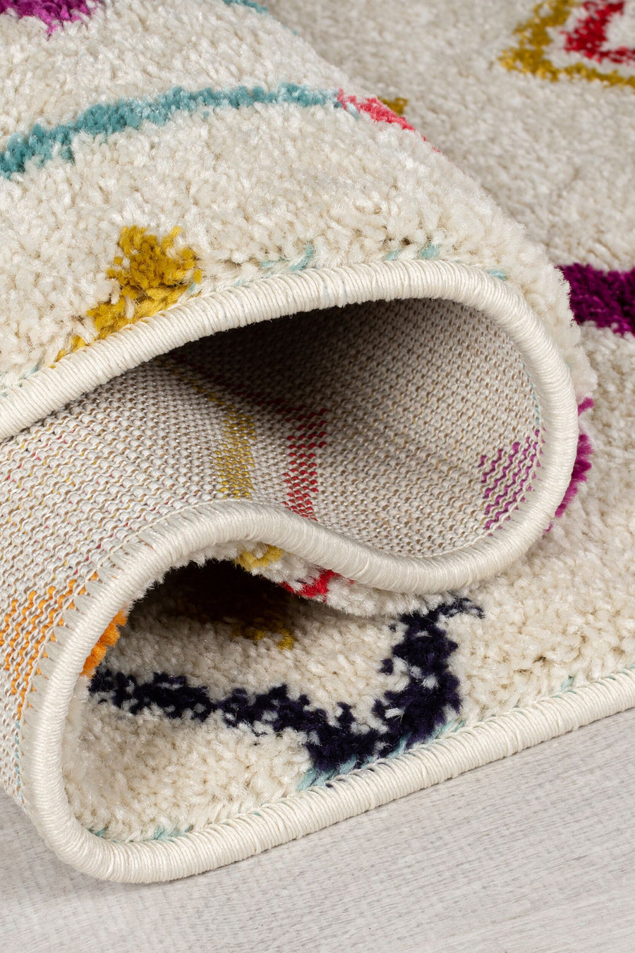 Teppich Berber-Design - mehrfarbig - mit Fransen ARUN GINA_Rechteckig_