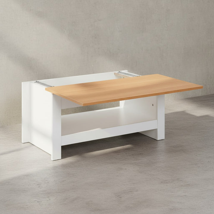 Moderner Couchtisch mit Stauraum_ Abgesetztes Design_ Kratz- und Wasserbeständig - KADIMA DESIGN_Größe_ 85x47x45 cm_